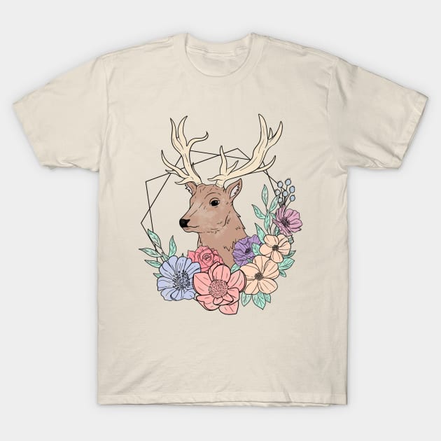 Floral Stag T-Shirt by Snaileton